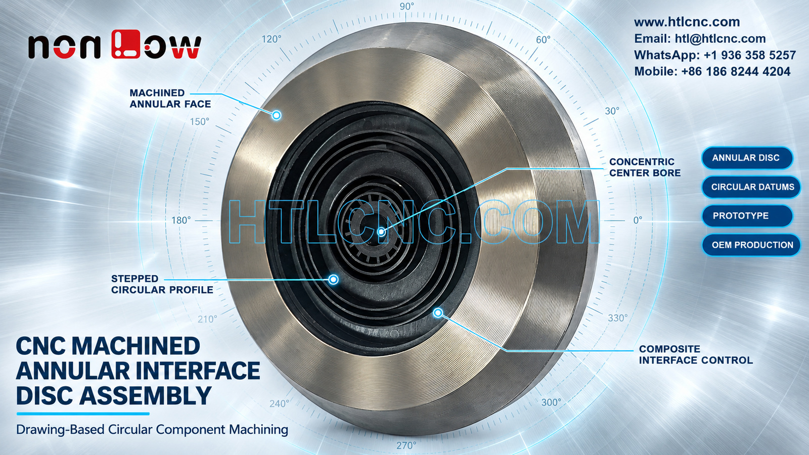 CNC Machined Annular Interface Disc Assembly: Face, Bore and Concentric Datum Control
