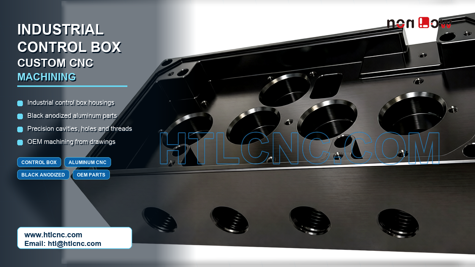 Black Anodized Industrial Control Housing with Deep-Cavity CNC Machining