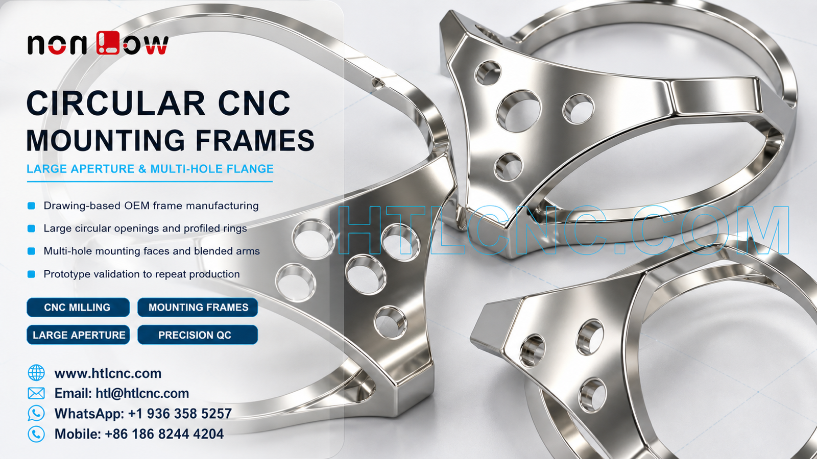 Circular CNC Mounting Frames with Large Apertures and Multi-Hole Flanges