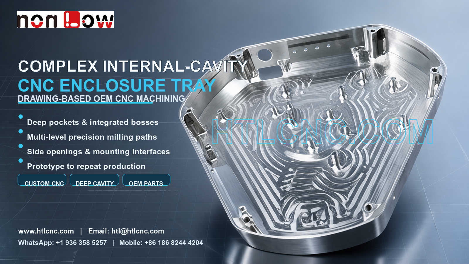 Complex Internal-Cavity CNC Enclosure Tray with Integrated Boss Machining