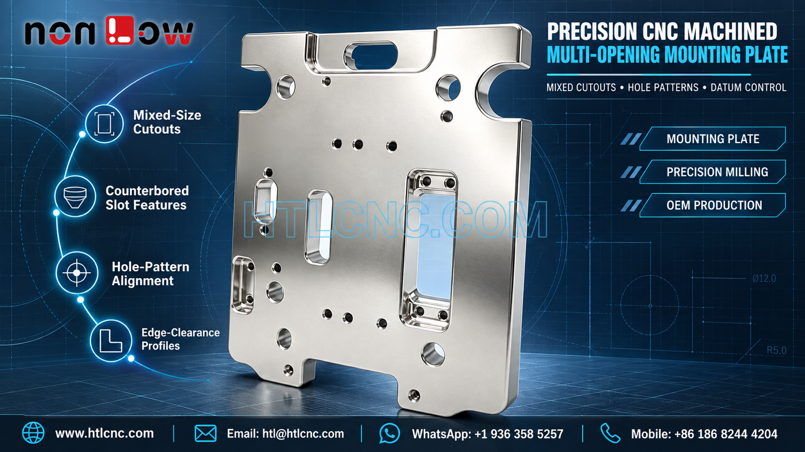 Multi-Opening CNC Machined Mounting Plate with Hole-Pattern Datum Control