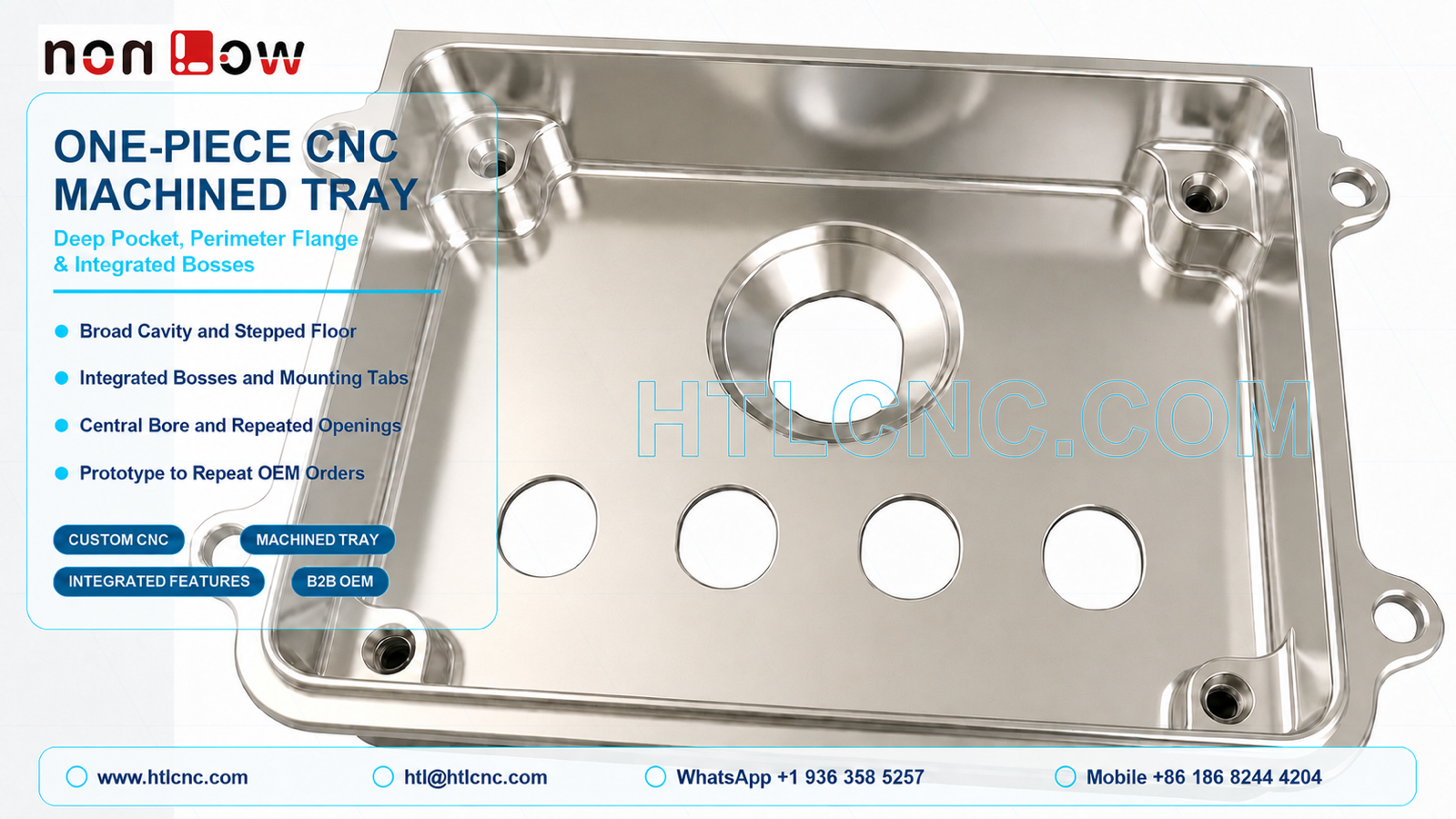 One-Piece CNC Machined Tray with Perimeter Flange