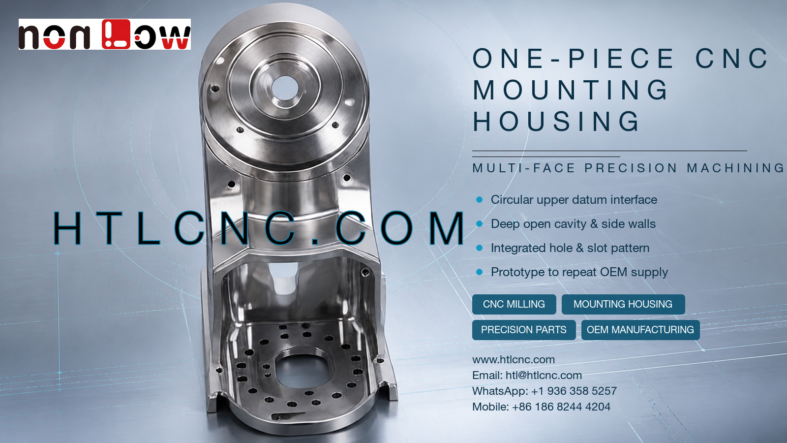 One-Piece CNC Mounting Housing with Circular Interface and Deep Cavity