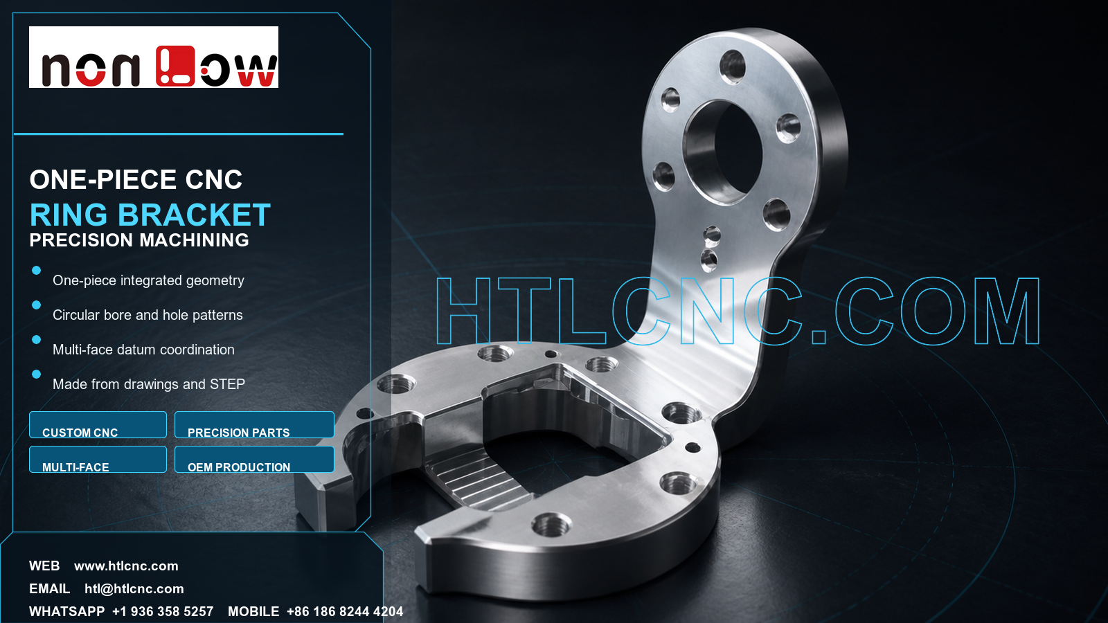 One-Piece CNC Ring Bracket with Upright Mounting Interface