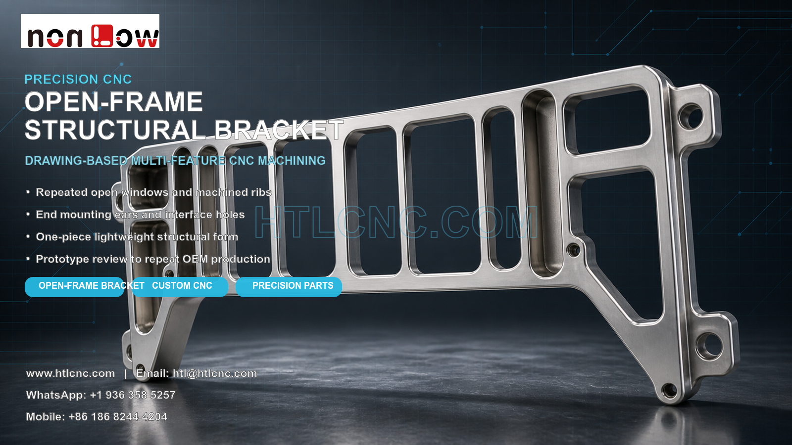 Open-Frame Structural Bracket Custom CNC Machining for OEM Assemblies