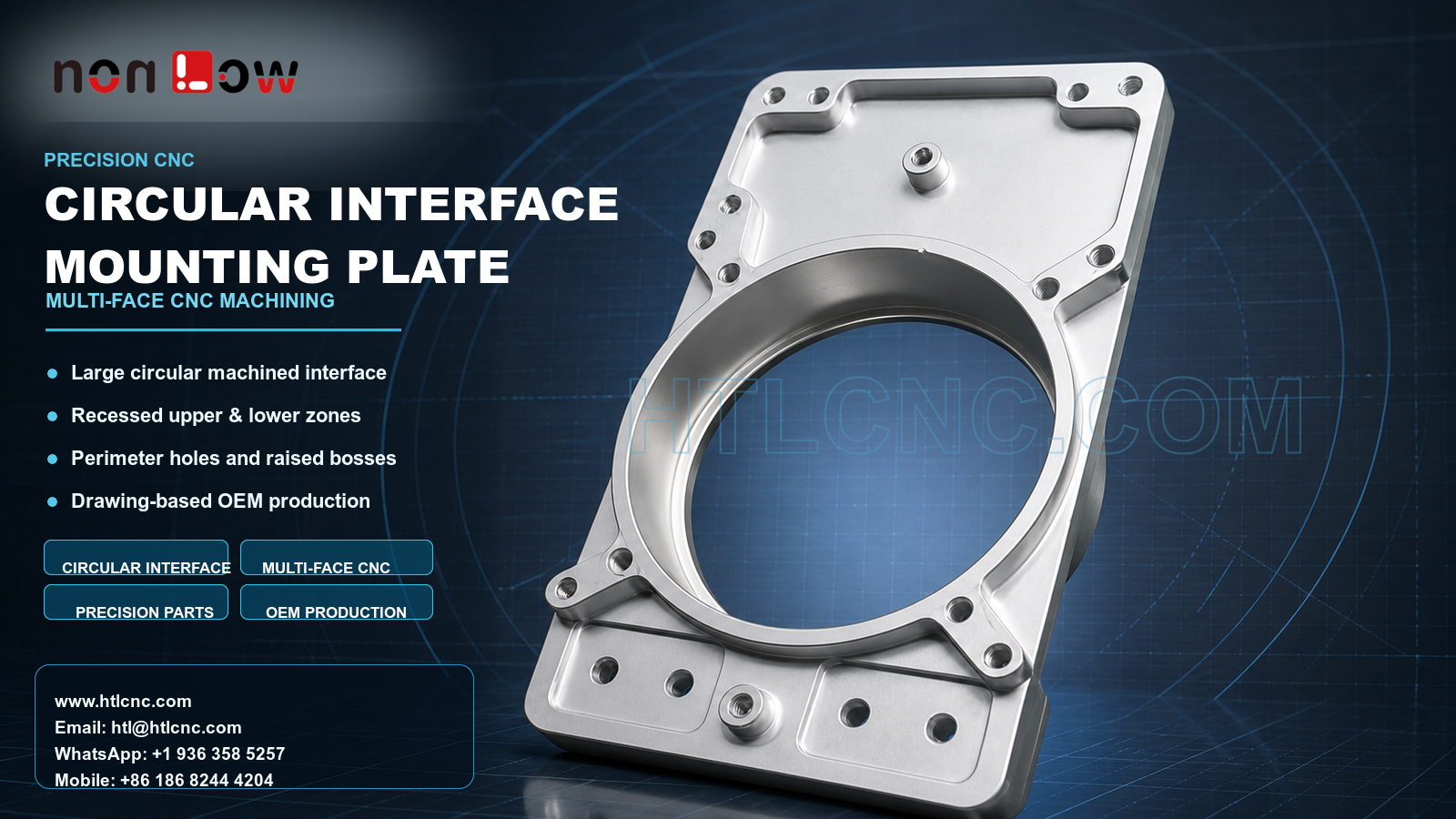 Precision CNC Circular Interface Mounting Plate with Large-Bore Machining