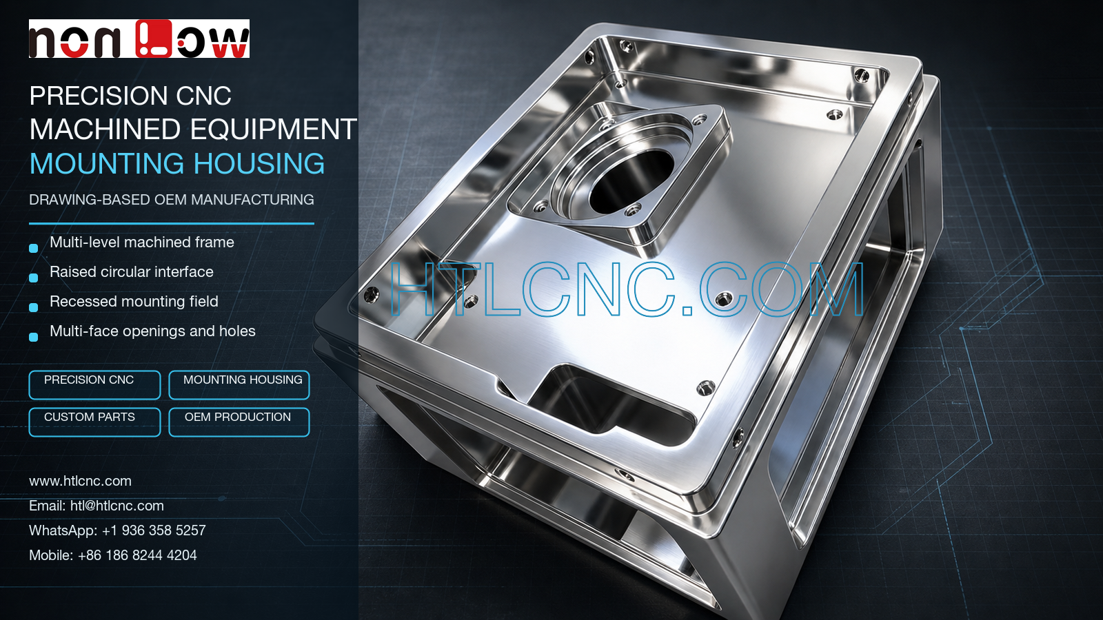 Precision CNC Equipment Mounting Housing with Raised Circular Interface