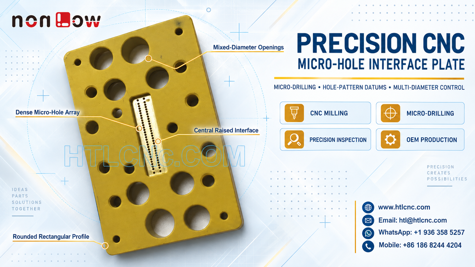 Precision CNC Micro-Hole Interface Plate with Hole-Pattern Datum Control