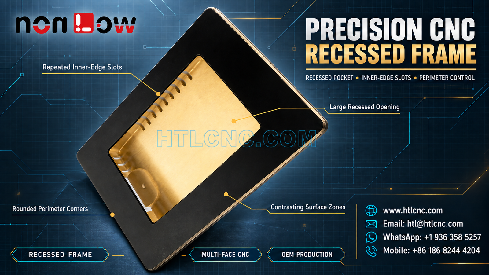 Precision CNC Recessed Frame with Inner-Edge Slot and Surface-Zone Control