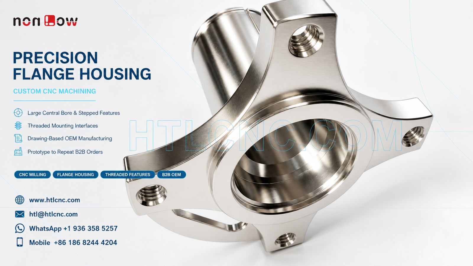 Precision Flange Housing with Large Central Bore and Threaded Mounting Features