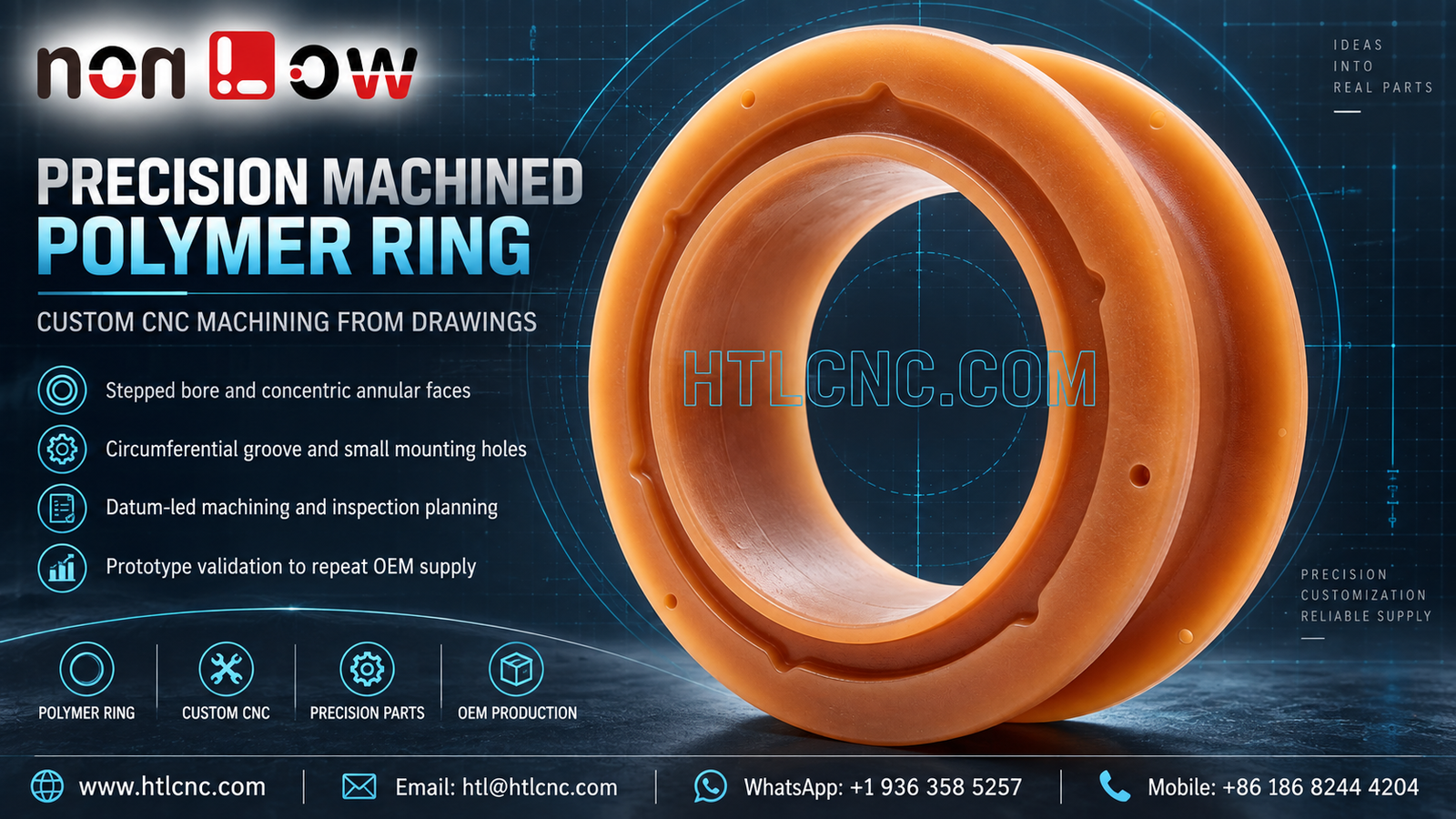 Precision Machined Polymer Ring with Annular Groove for OEM Assemblies