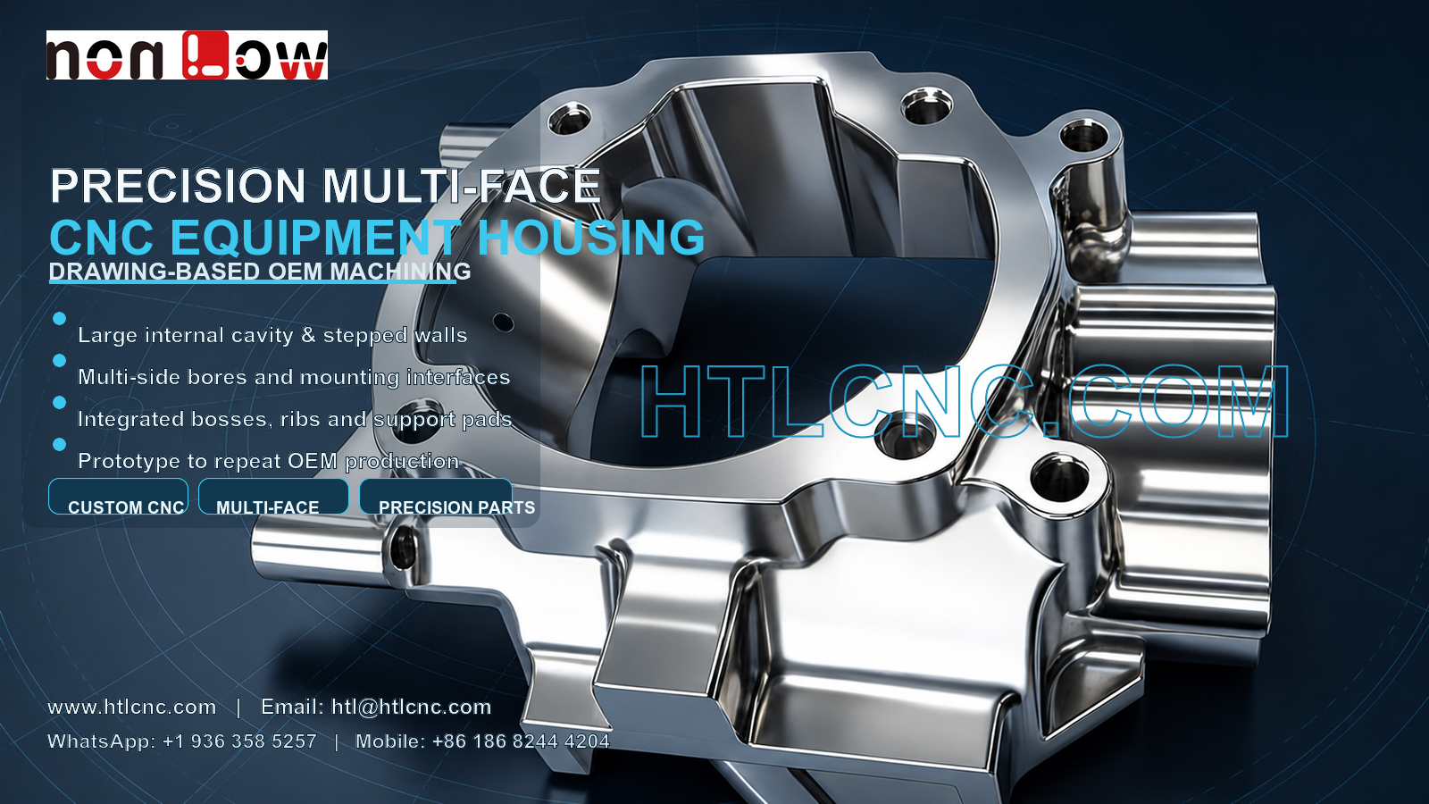 Precision Multi-Face CNC Equipment Housing with Large Cavity and Side Interfaces