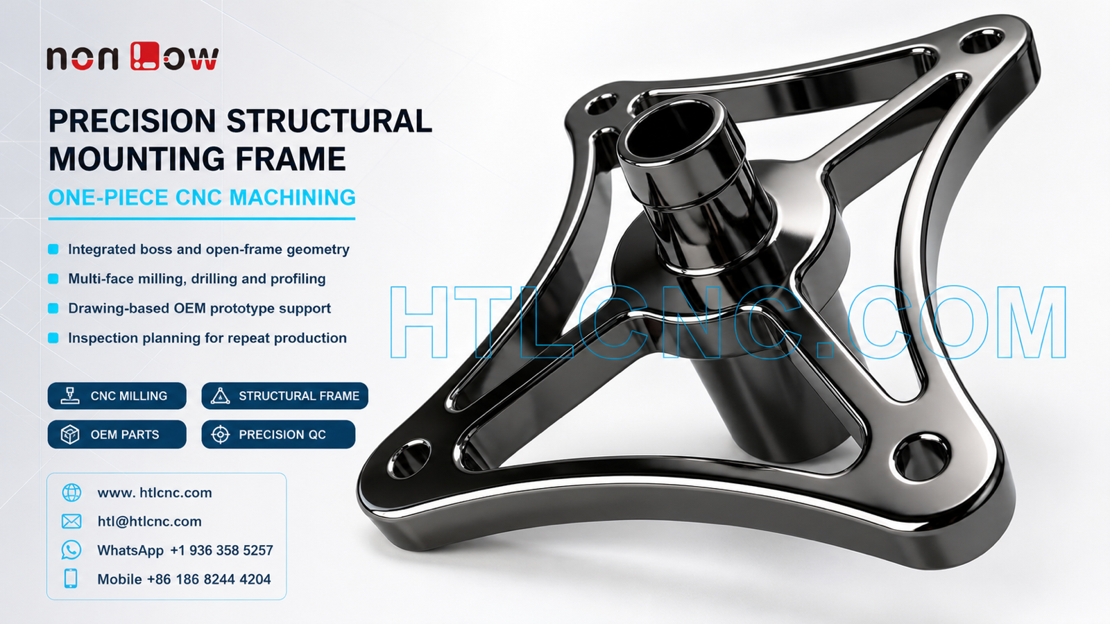 One-Piece Structural Mounting Frame with Integrated Boss CNC Machining