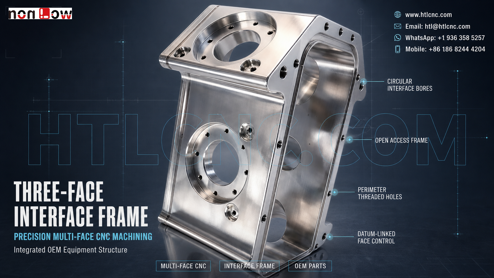 Three-Face Interface Frame Precision CNC Machining for OEM Equipment