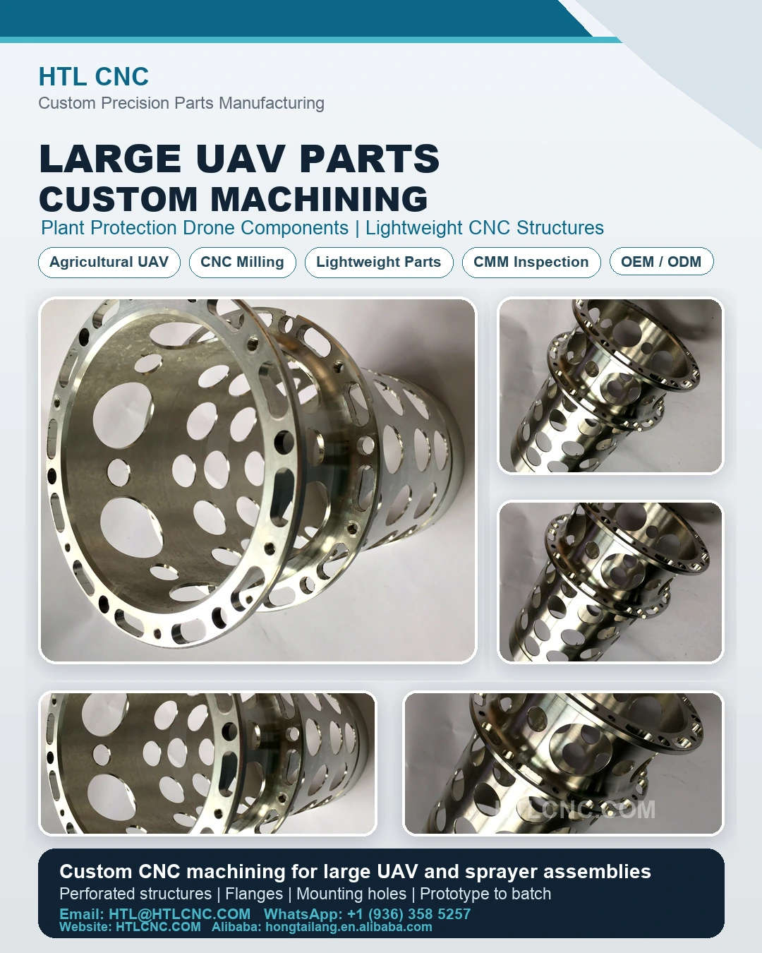 Large UAV parts machining for plant protection drone components by HTL CNC