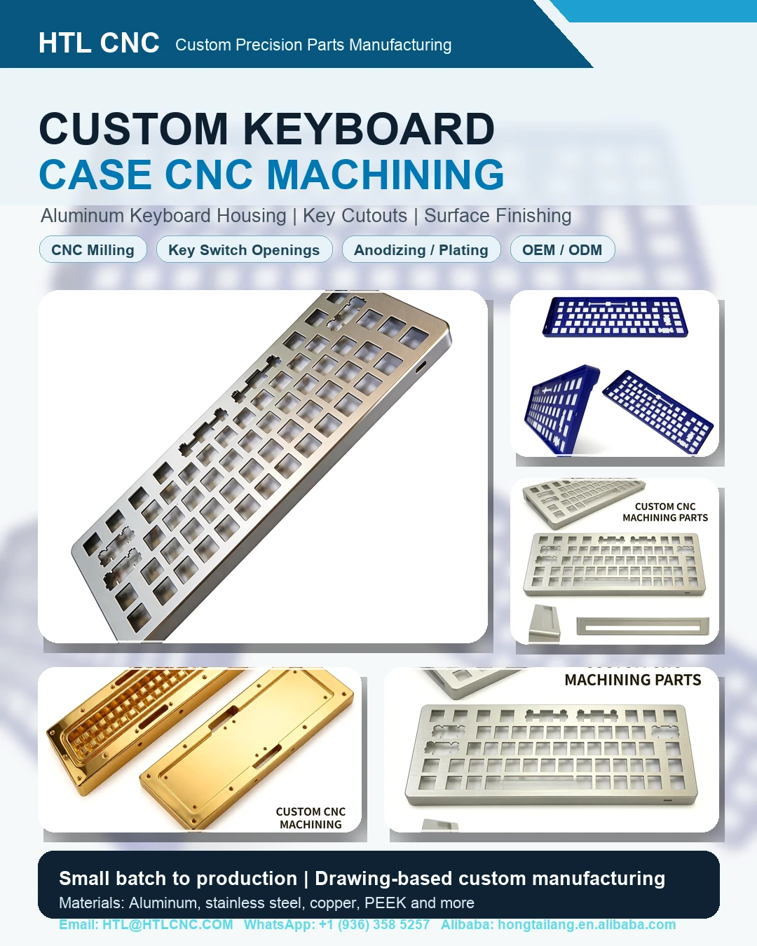 Custom keyboard case CNC machining for aluminum mechanical keyboard housings by HTL CNC