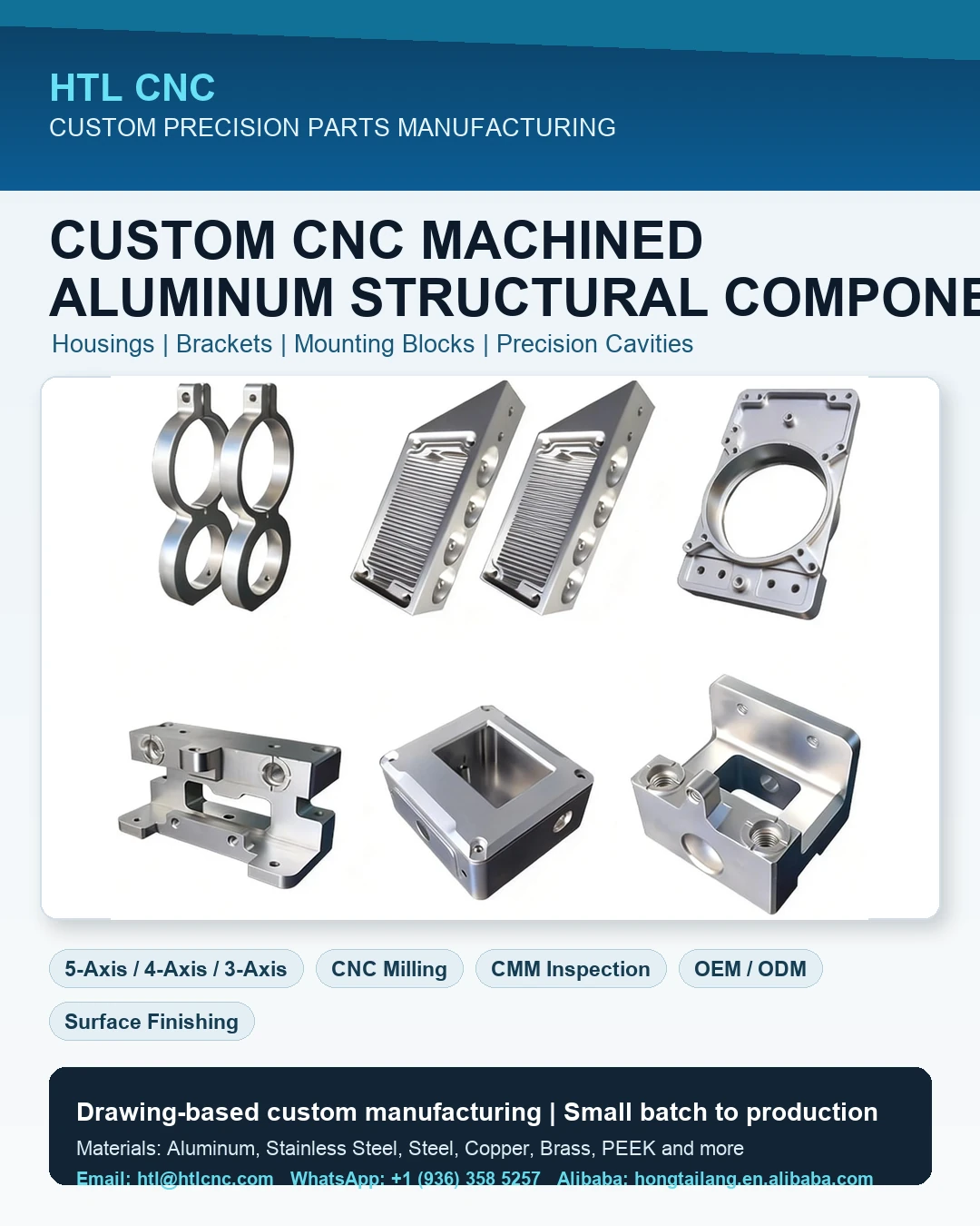 Custom CNC Machined Aluminum Structural Components for OEM E